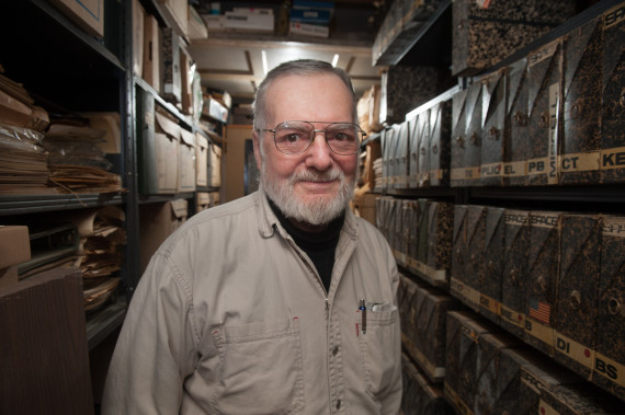 Jacques Tiziou in his archive room in Washington DC, 2013